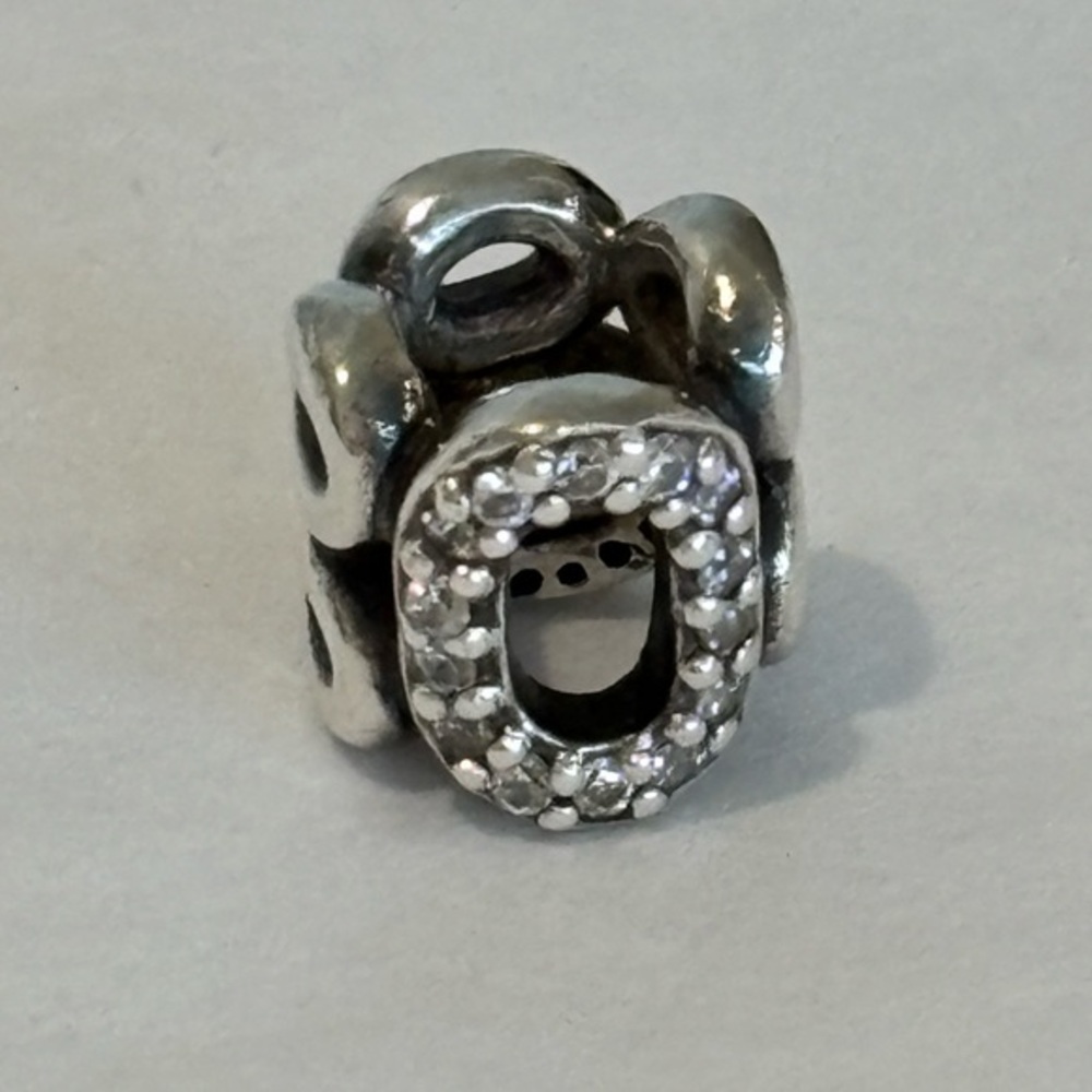 PANDORA Circle of friends bead double row circles clear & pink stones silver 925
